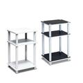 Furinno Just 3-Tier No Tools Tube End Table- White with White Tube- 22.8 x 13.4 x 11.5 in Set of 2, 2PK 2-11087